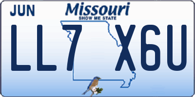 MO license plate LL7X6U