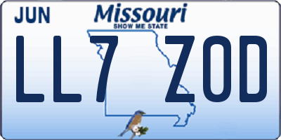 MO license plate LL7Z0D