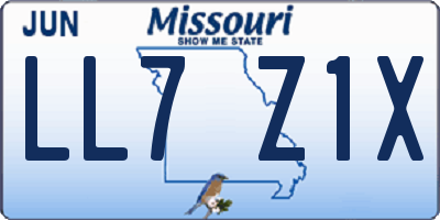MO license plate LL7Z1X