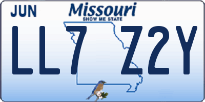 MO license plate LL7Z2Y