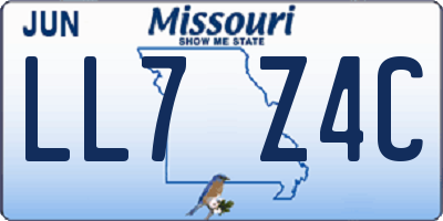 MO license plate LL7Z4C