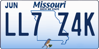 MO license plate LL7Z4K