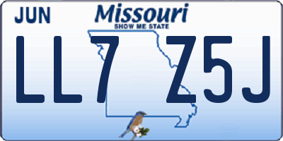 MO license plate LL7Z5J