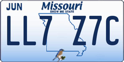 MO license plate LL7Z7C