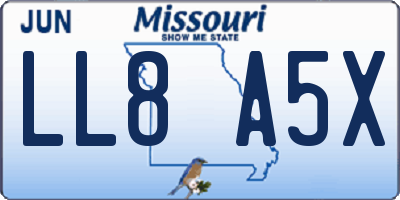 MO license plate LL8A5X