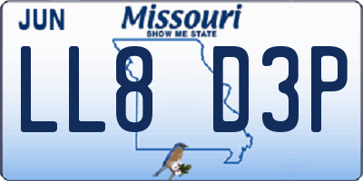 MO license plate LL8D3P