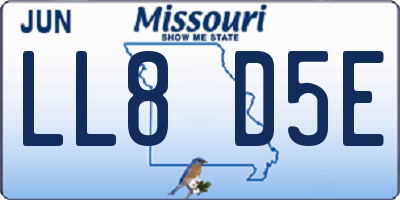 MO license plate LL8D5E