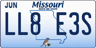 MO license plate LL8E3S