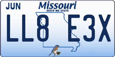 MO license plate LL8E3X