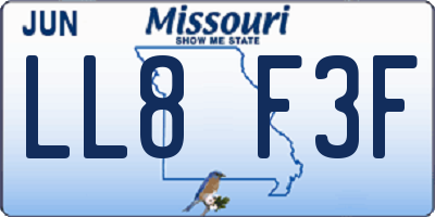 MO license plate LL8F3F