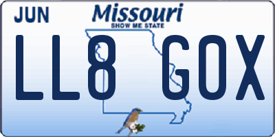 MO license plate LL8G0X