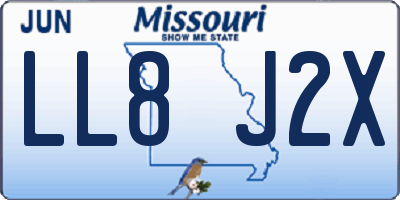 MO license plate LL8J2X
