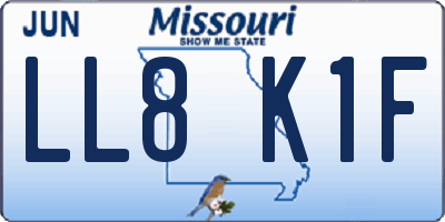 MO license plate LL8K1F