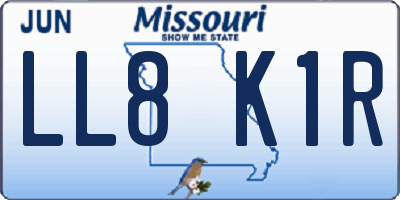 MO license plate LL8K1R