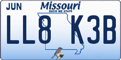 MO license plate LL8K3B