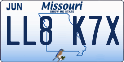 MO license plate LL8K7X