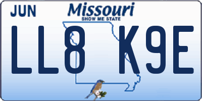 MO license plate LL8K9E