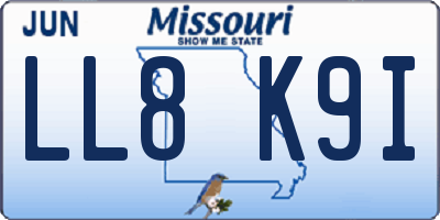 MO license plate LL8K9I