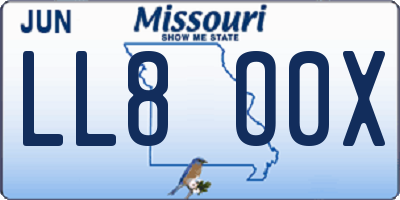 MO license plate LL8O0X