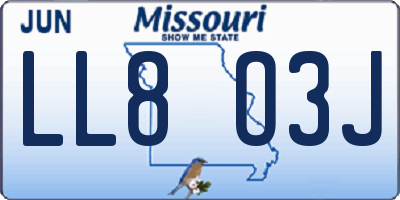 MO license plate LL8O3J