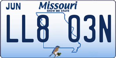 MO license plate LL8O3N