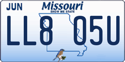 MO license plate LL8O5U