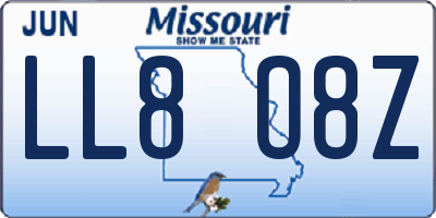 MO license plate LL8O8Z