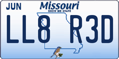 MO license plate LL8R3D
