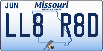 MO license plate LL8R8D