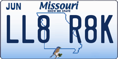 MO license plate LL8R8K