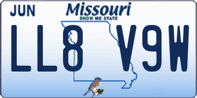 MO license plate LL8V9W