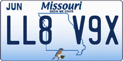MO license plate LL8V9X