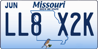 MO license plate LL8X2K
