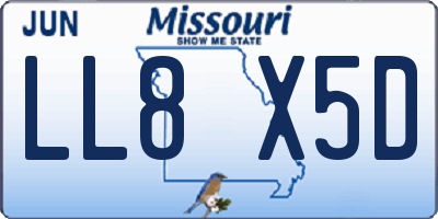 MO license plate LL8X5D