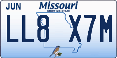 MO license plate LL8X7M