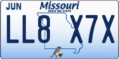 MO license plate LL8X7X