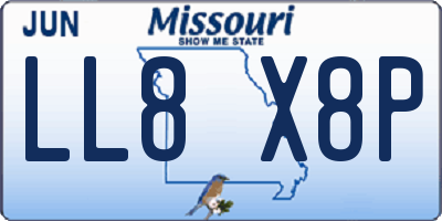 MO license plate LL8X8P