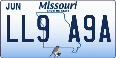 MO license plate LL9A9A