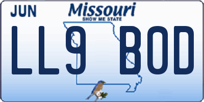 MO license plate LL9B0D