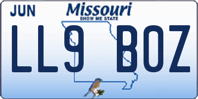 MO license plate LL9B0Z