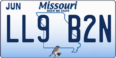 MO license plate LL9B2N