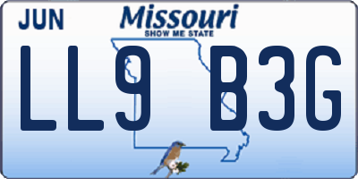 MO license plate LL9B3G