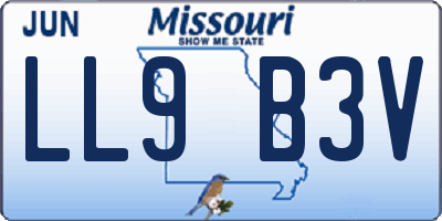 MO license plate LL9B3V