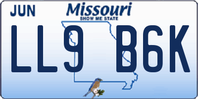 MO license plate LL9B6K