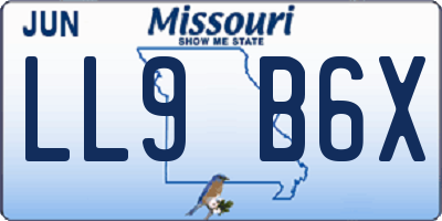 MO license plate LL9B6X