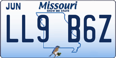 MO license plate LL9B6Z