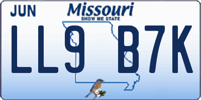 MO license plate LL9B7K