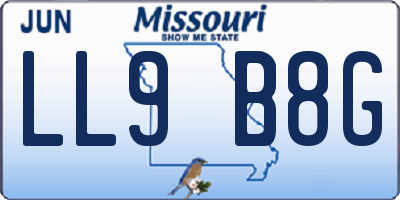 MO license plate LL9B8G