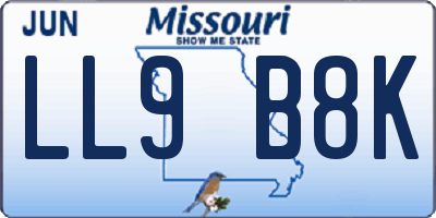 MO license plate LL9B8K