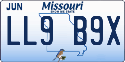 MO license plate LL9B9X